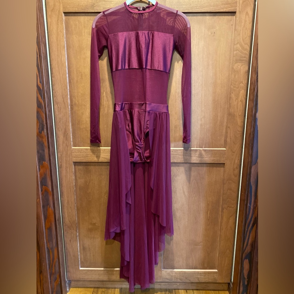 Maroon Dance Costume High Low skirt dress